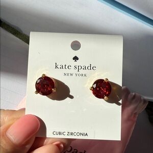 Kate Spade Gold and Garnet Red Gum Drop Earrings